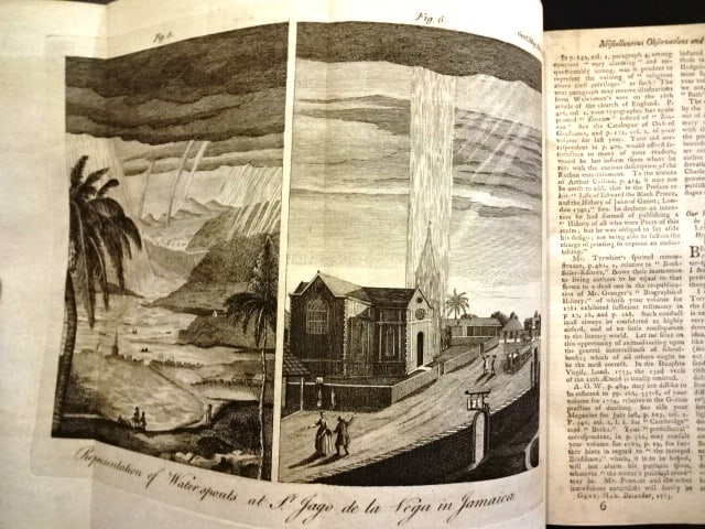 1783 Magazine RARE Engraving of Waterspouts Jamaica - 2