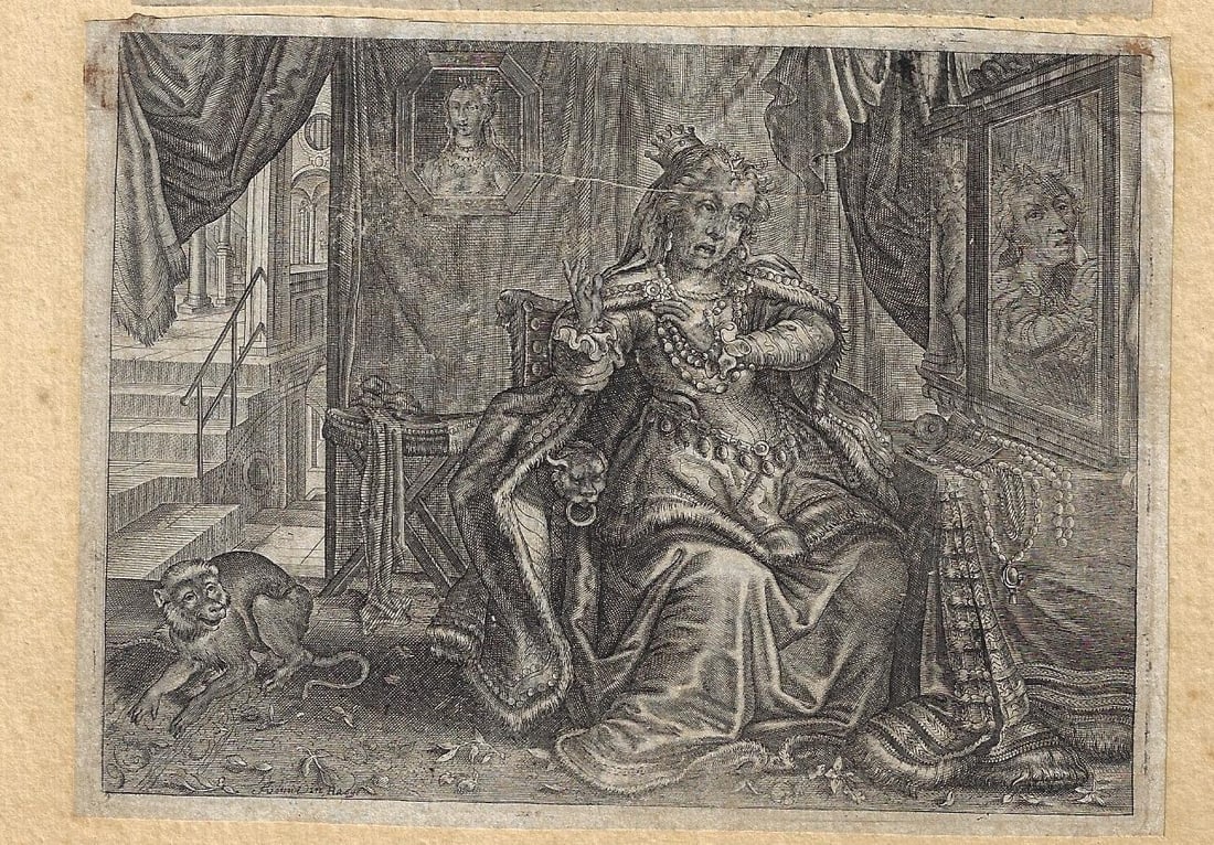 1625 Engravings The Old Helen of Troy Monkeys: Title: 1625 Engravings The Old Helen of Troy Monkeys Additional Information: Two engravings from a book by Jacob Cats both after Adriaen van de Venne published at Middleburg including of "the Elderly