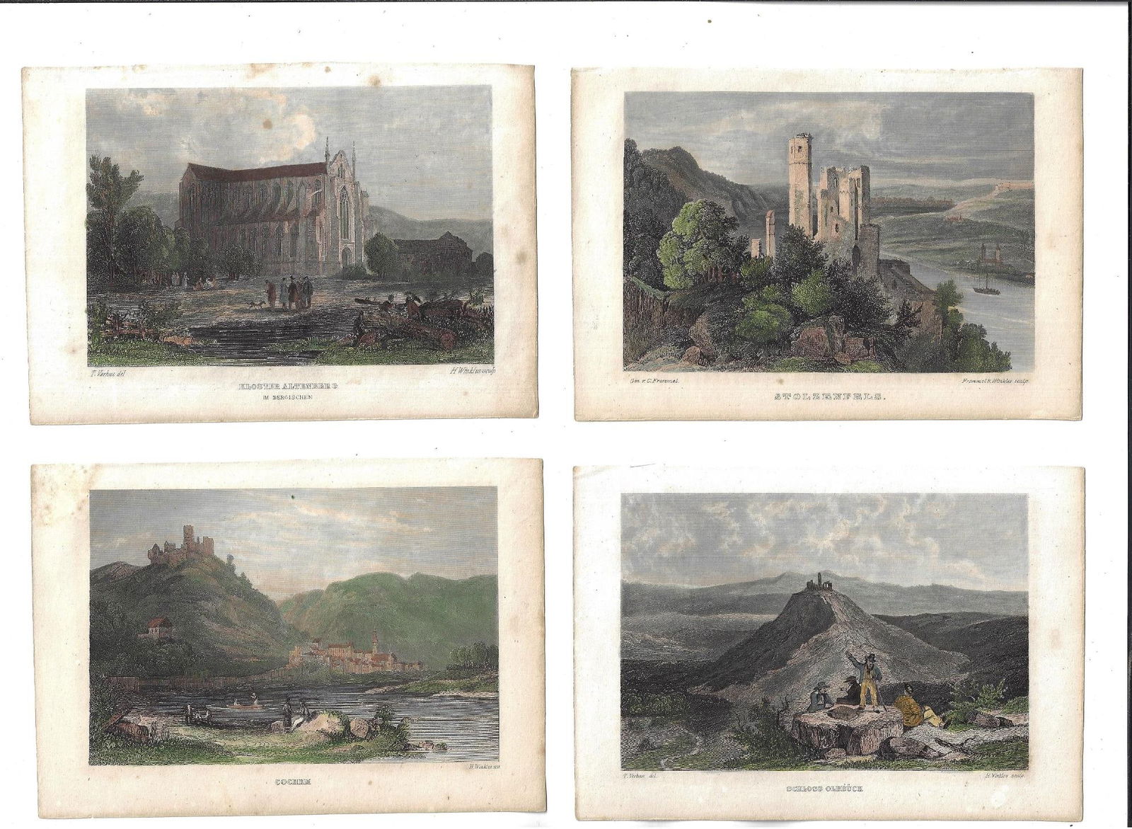 1830 Four Colored Engravings German Landscapes (1 of 1)