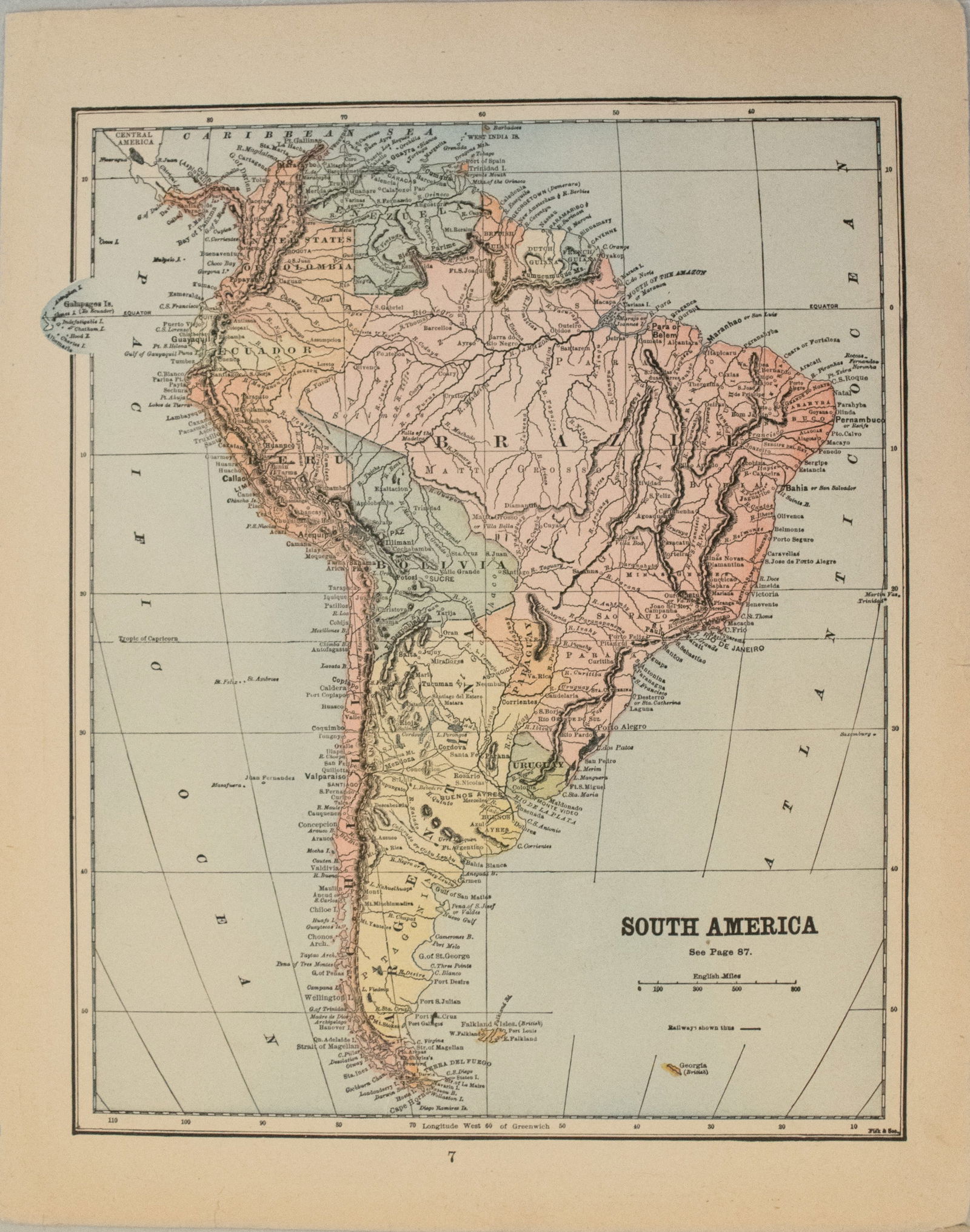 1895 Matthews Map of South America and Maine on Verso -- South America [verso] Maine (1 of 2)