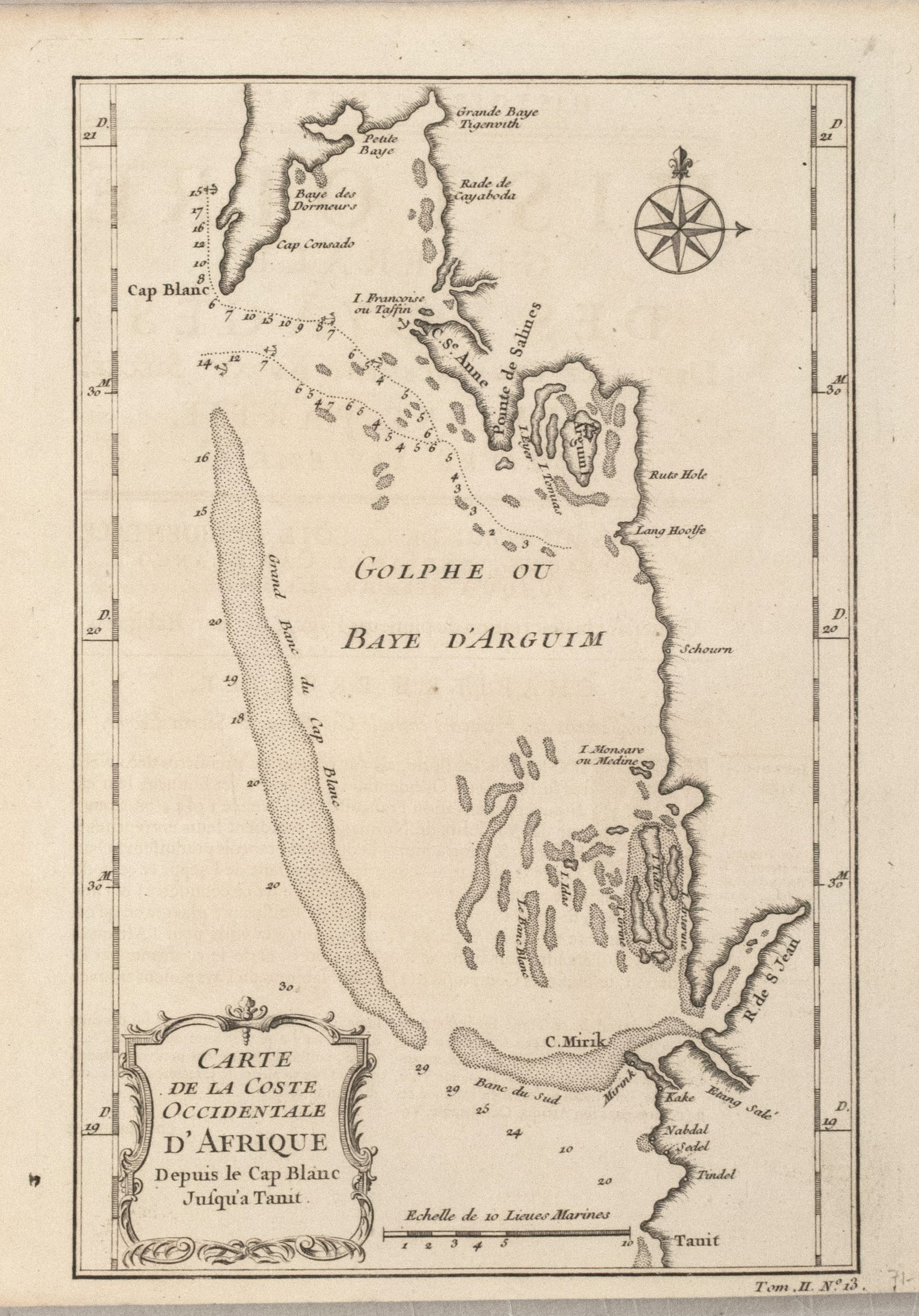 1746 Bellin Map of Part of Coastal Mauritania -- Carte de la Coste Occidentale d'Afrique Depuis le (1 of 1)
