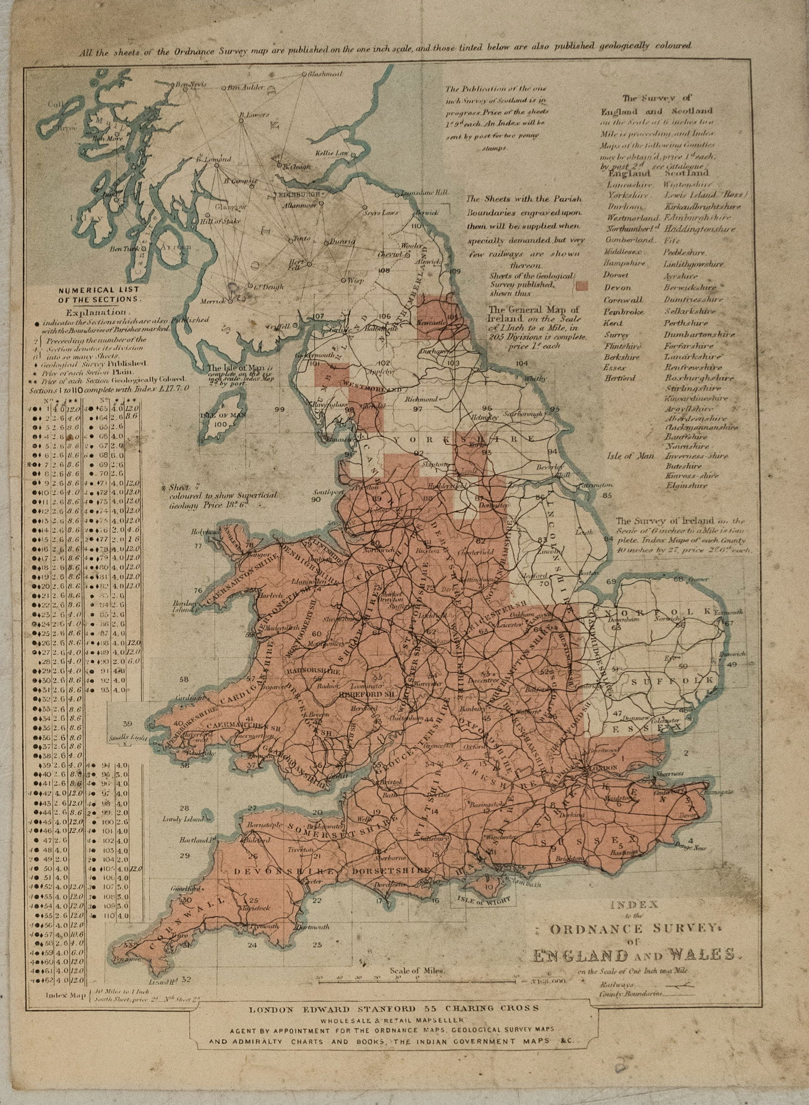 1850 Ordnance Survey Index Map for England and Wales -- Index to the Ornance Survey of England and (1 of 1)