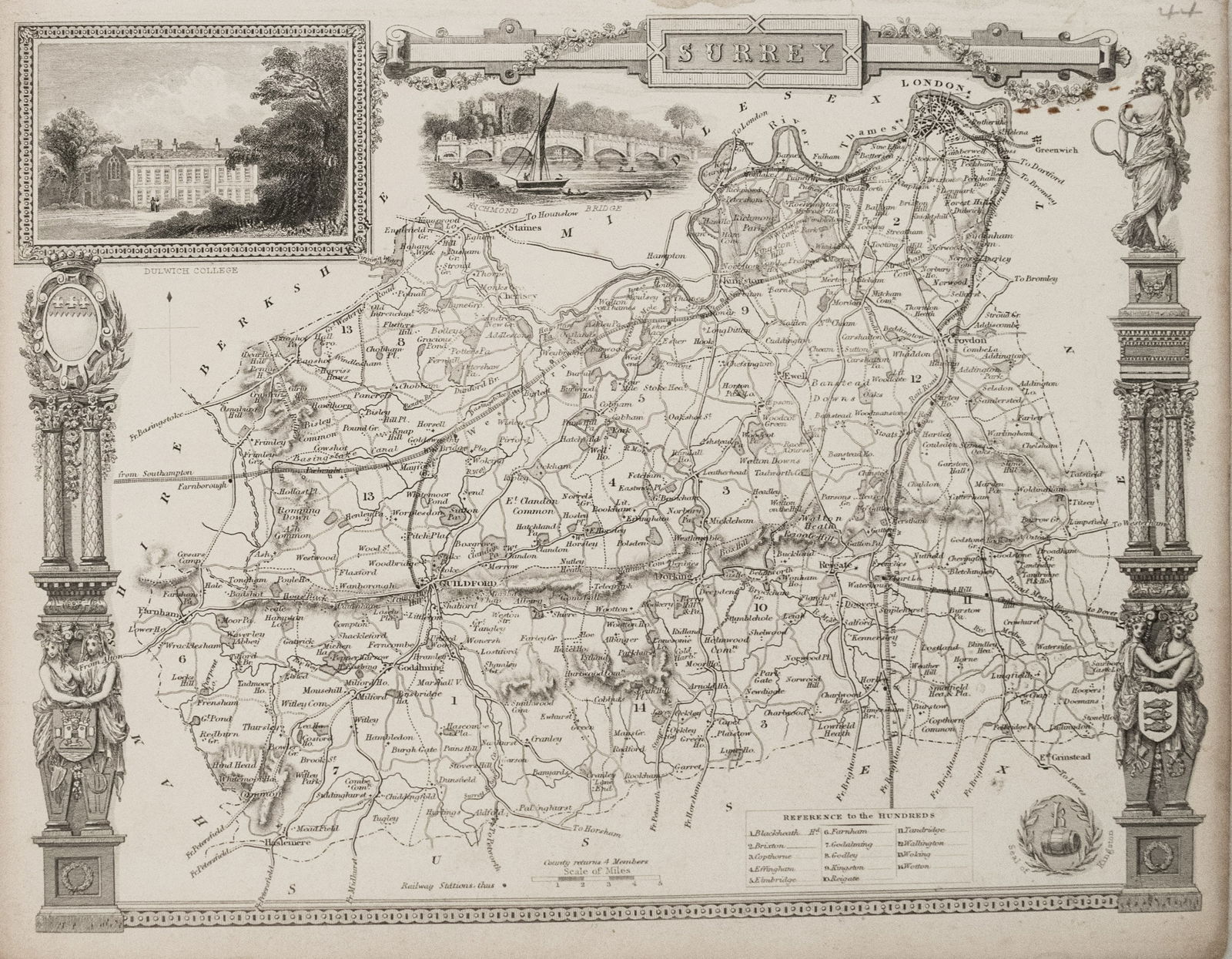 1840 Moule Map of Surrey -- Surrey (1 of 1)
