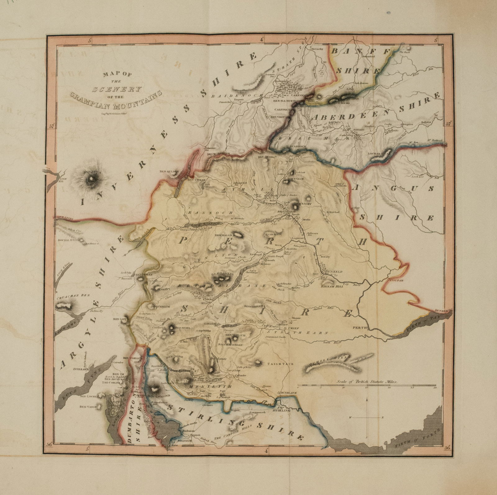 1825 Lizars Map of Scottish Highlands -- Map of the Scenery of the Grampian Mountains (1 of 1)