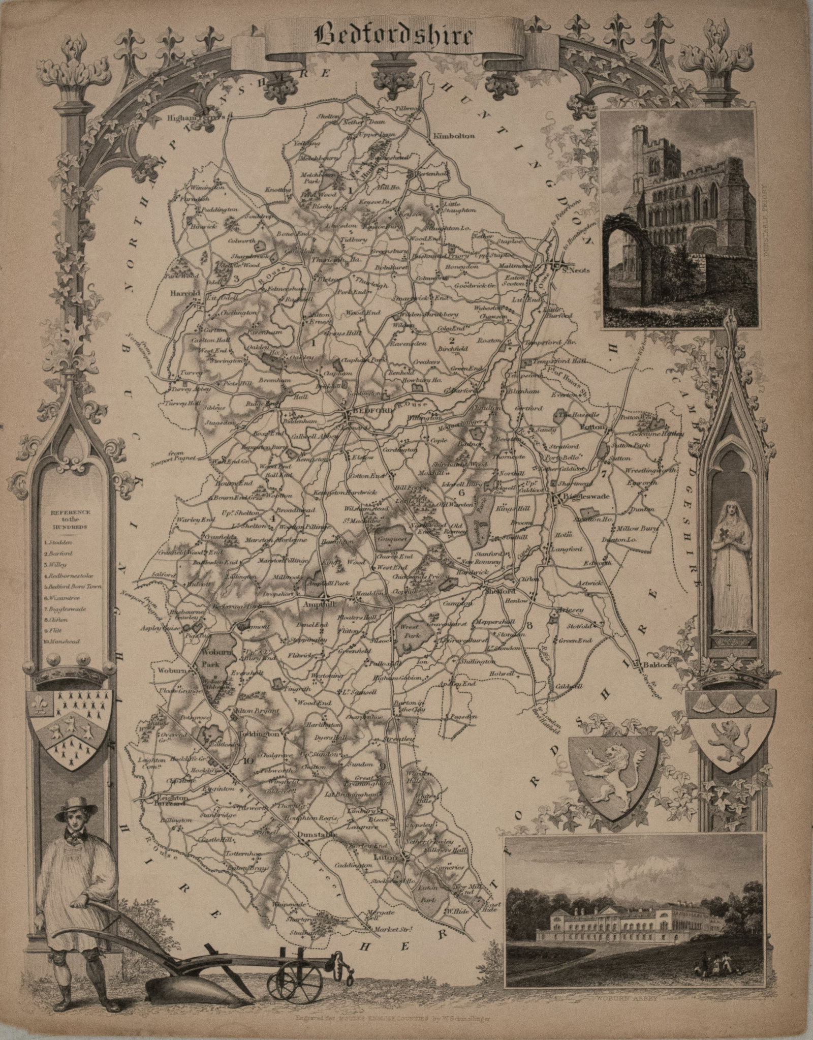 1837 Moule Map of Bedfordshire -- Bedfordshire (1 of 1)