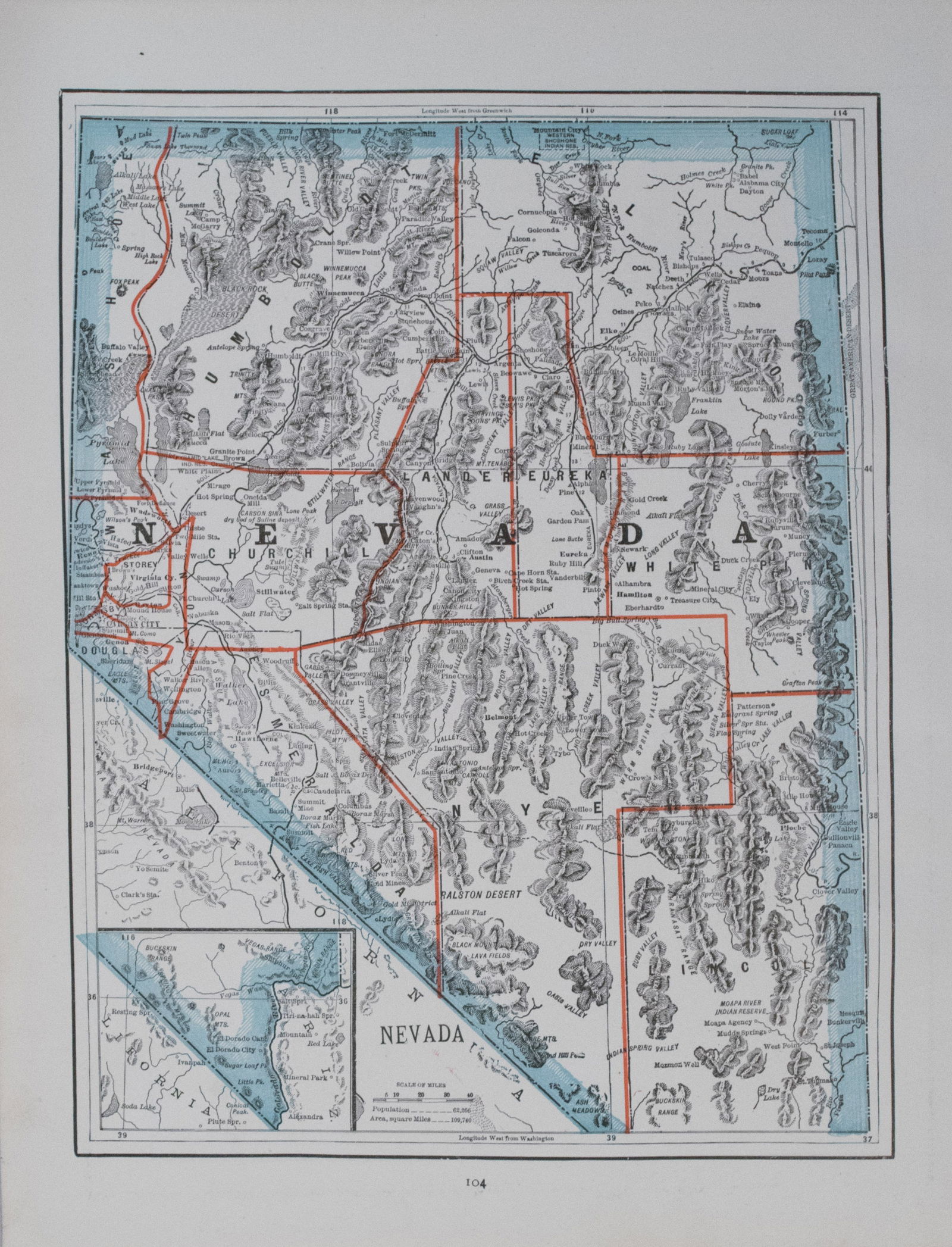 1891 Cram map of Nevada -- Nevada (1 of 1)