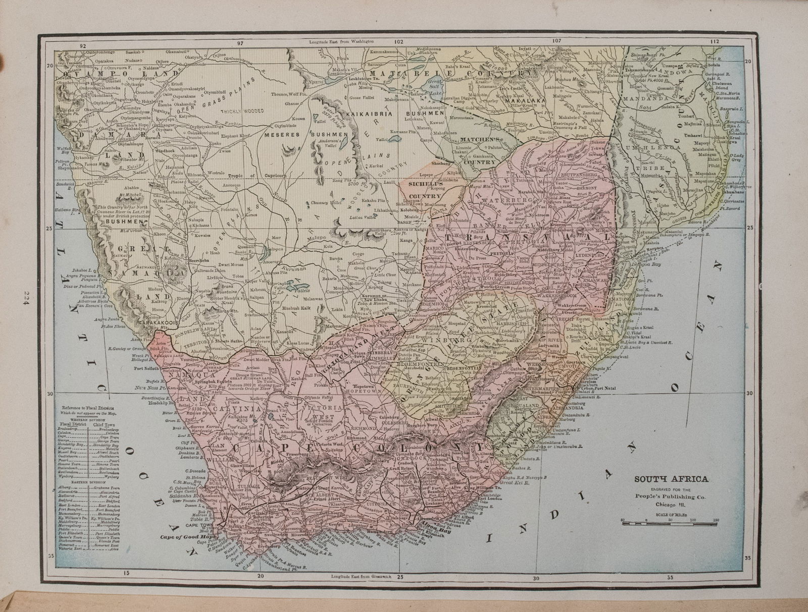1891 Cram Map of South Africa -- South Africa (1 of 1)