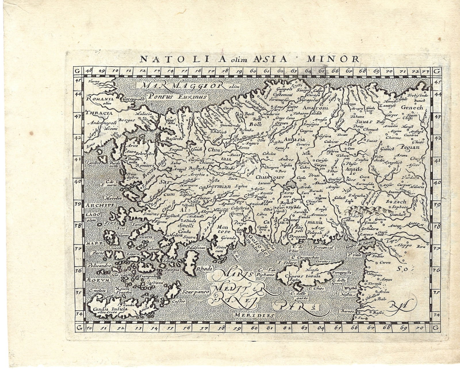 1617 Magini Map of Turkey, Cyprus, Crete -- Natolia olim Asia Minor (1 of 1)