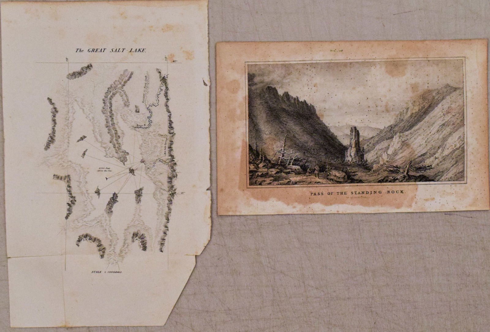 1845 Fremont Map of the Great Salt Lake and View of the Pass of the Standing Rock (1 of 1)