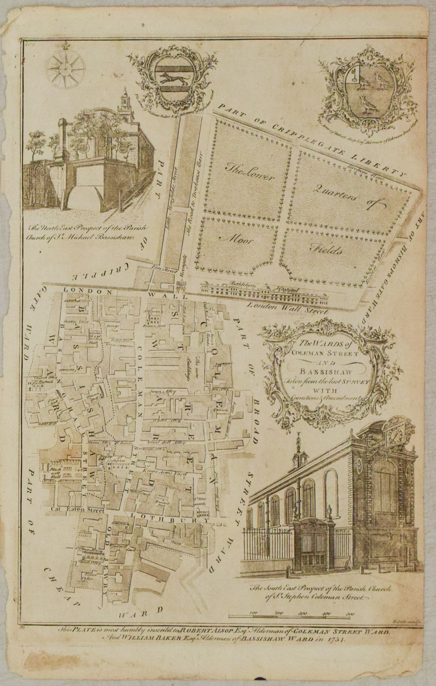 1767 London Magazine Map of "The Wards of Coleman Street and Bassishaw" (1 of 1)