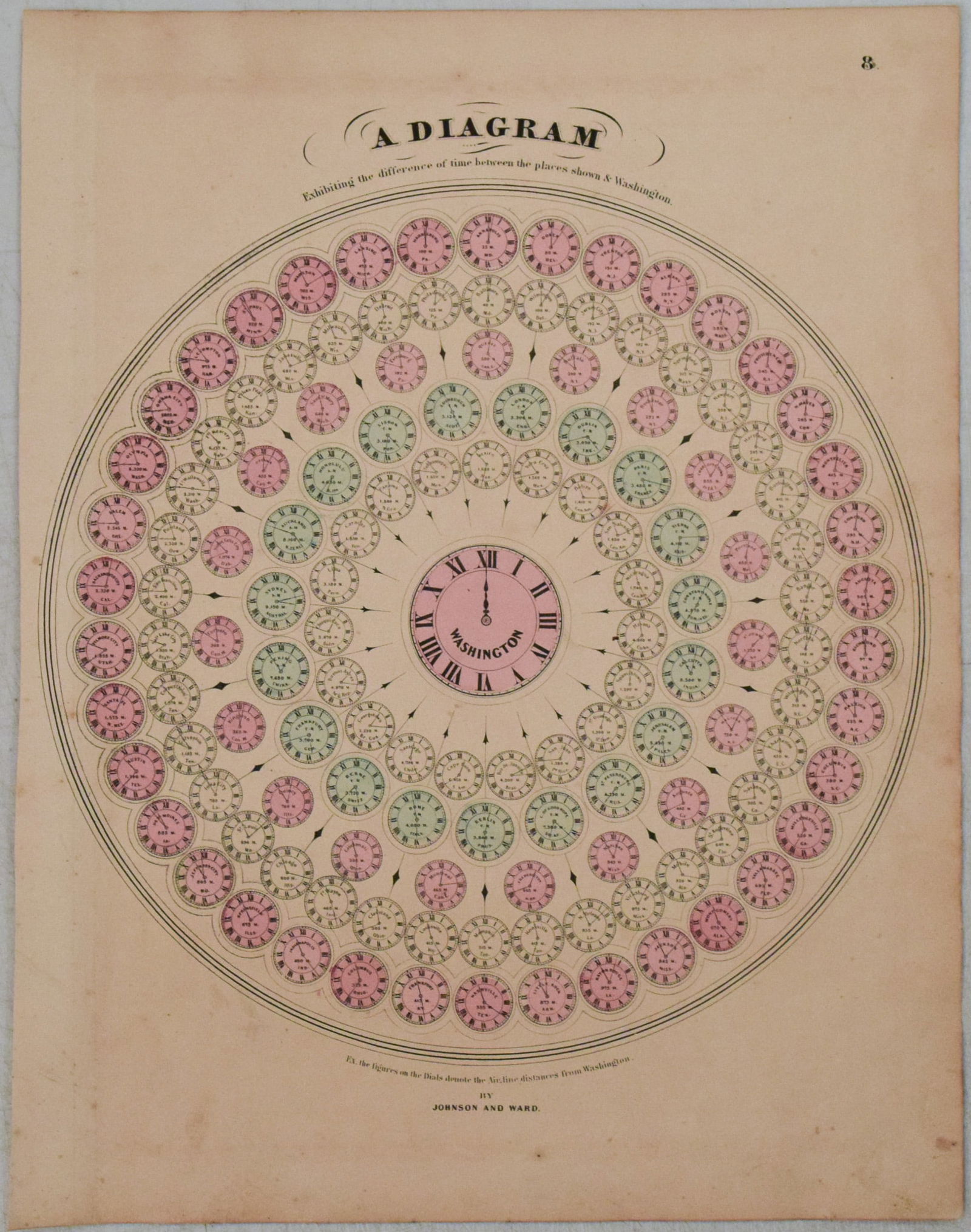 1863 Johnson Chart of Local Times Globally and Distances from Washington (1 of 1)