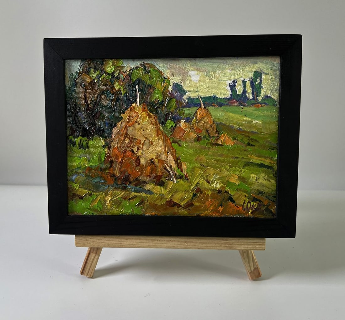 Oil painting Haystacks in the field Oksana Ivanyuk - 2