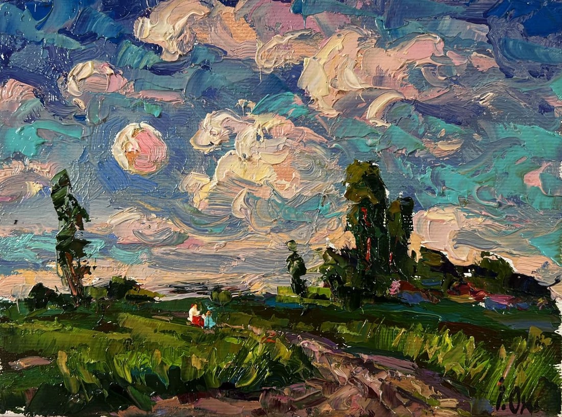 Oil painting Outside the village Oksana Ivanyuk: Title: Oil painting Outside the village Oksana Ivanyuk Description: №AAA5873 The Oil painting Canvas titled "Outside the village" draws the viewer into a luminous and poetic landscape where