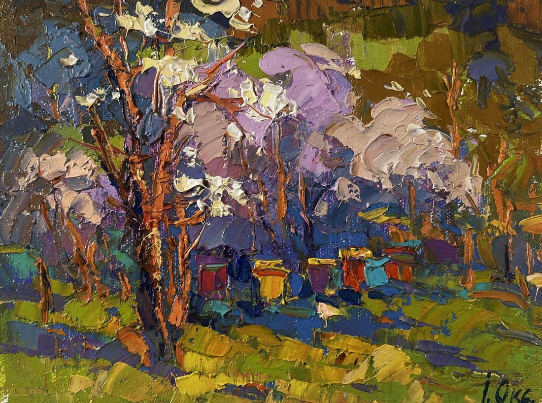 Oil painting Sunny day at the apiary Oksana Ivanyuk: Title: Oil painting Sunny day at the apiary Oksana Ivanyuk Description: №AAA5365 The Oil painting on Canvas titled "Sunny day at the apiary" radiates warmth, vitality, and a deep connection to