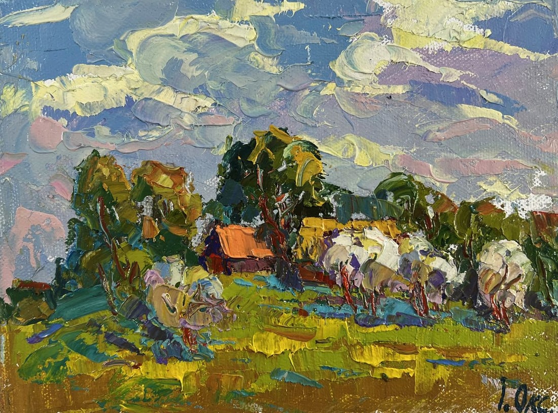 Oil painting Clouds drifting in the sky Oksana Ivanyuk: Title: Oil painting Clouds drifting in the sky Oksana Ivanyuk Description: №AAA5381 The Oil painting on Canvas titled "Clouds drifting in the sky" presents a vivid and emotionally resonant