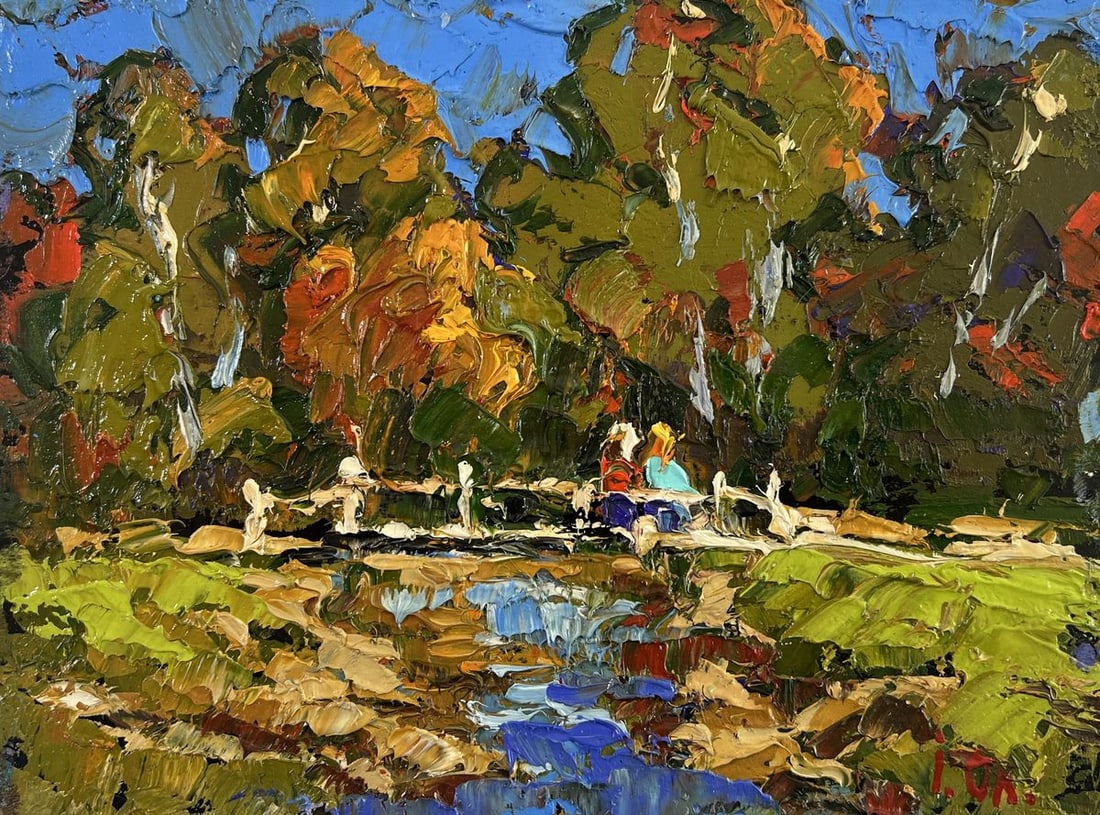 Oil painting The path through the silence of the forest Alex Kalenyuk: Title: Oil painting The path through the silence of the forest Alex Kalenyuk Description: №AAA5077 The oil painting on Cardboard titled "The path through the silence of the forest" captures a vi