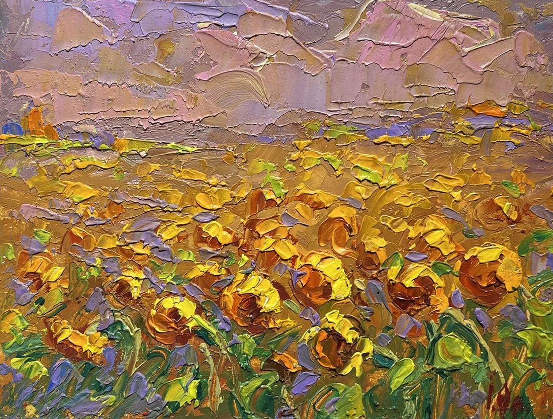 Oil painting Sunflower field Alex Kalenyuk (1 of 10)