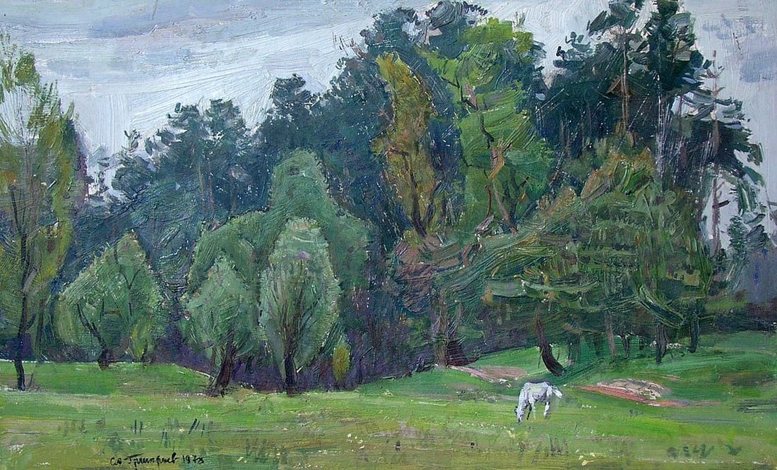Oil painting White horse Serhii Hryhoriev (1 of 10)