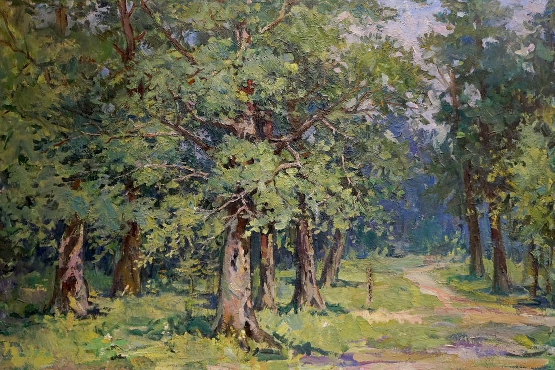 Oil painting Forest landscape: Title: Oil painting Forest landscape Description: №Vern 1297 *** ABOUT THIS PAINTING *** * TITLE: "Forest landscape" * ARTIST: * SIZE: 95x136 cm/'37.40x53.54 inches' * MEDIUM: oil, canvas * HAND