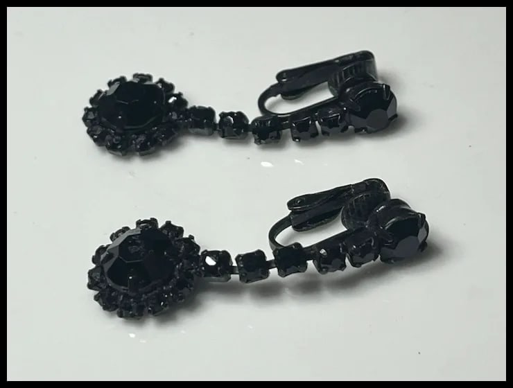 Vintage Lot of Black Rhinestone Weiss Jewelry - 13