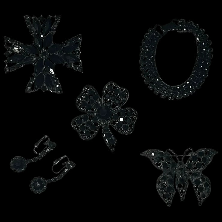 Vintage Lot of Black Rhinestone Weiss Jewelry (1 of 16)