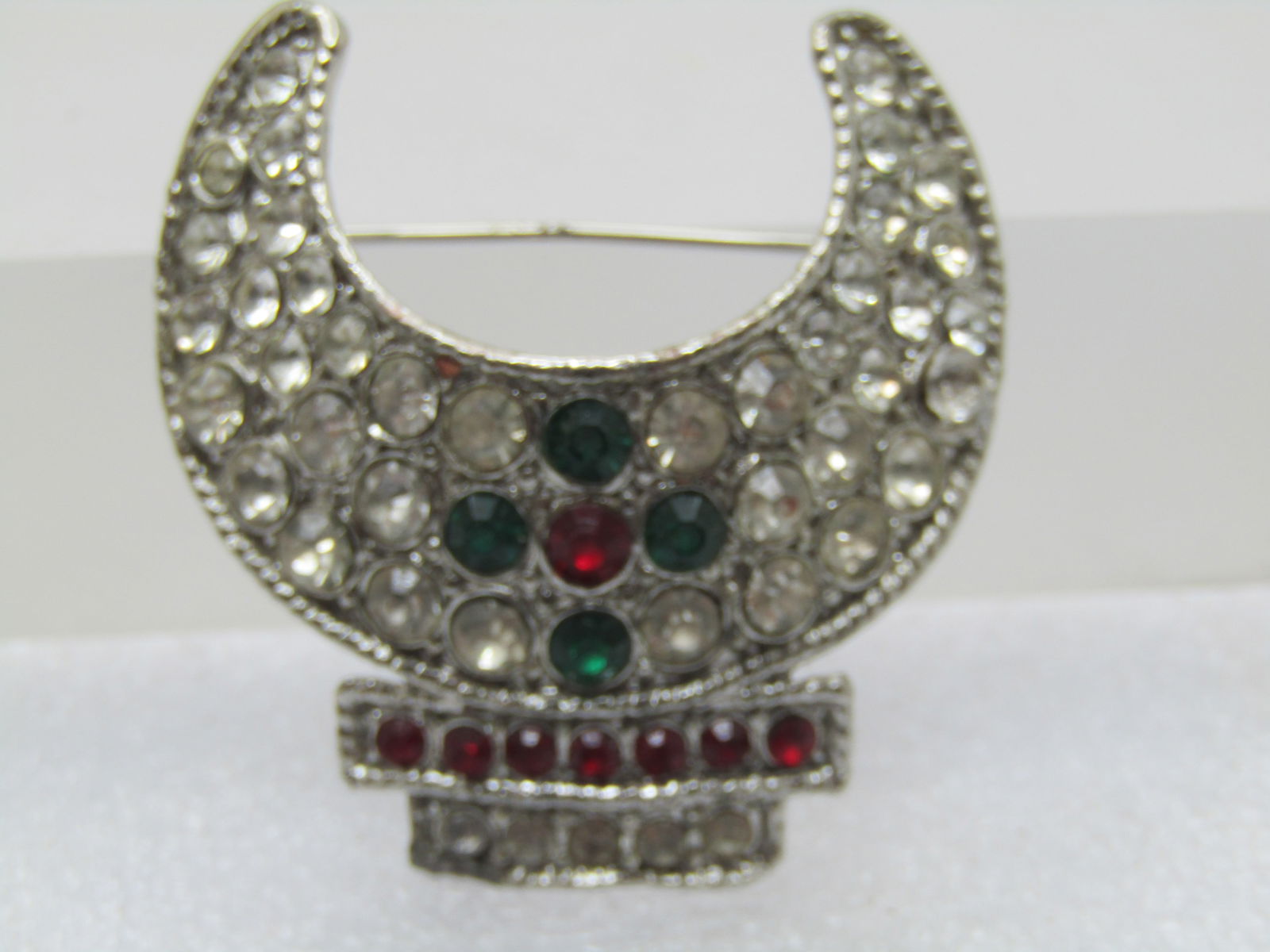 Vintage Shriner’s Fez Crescent Rhinestone Brooch. 1960's-1970's - 5