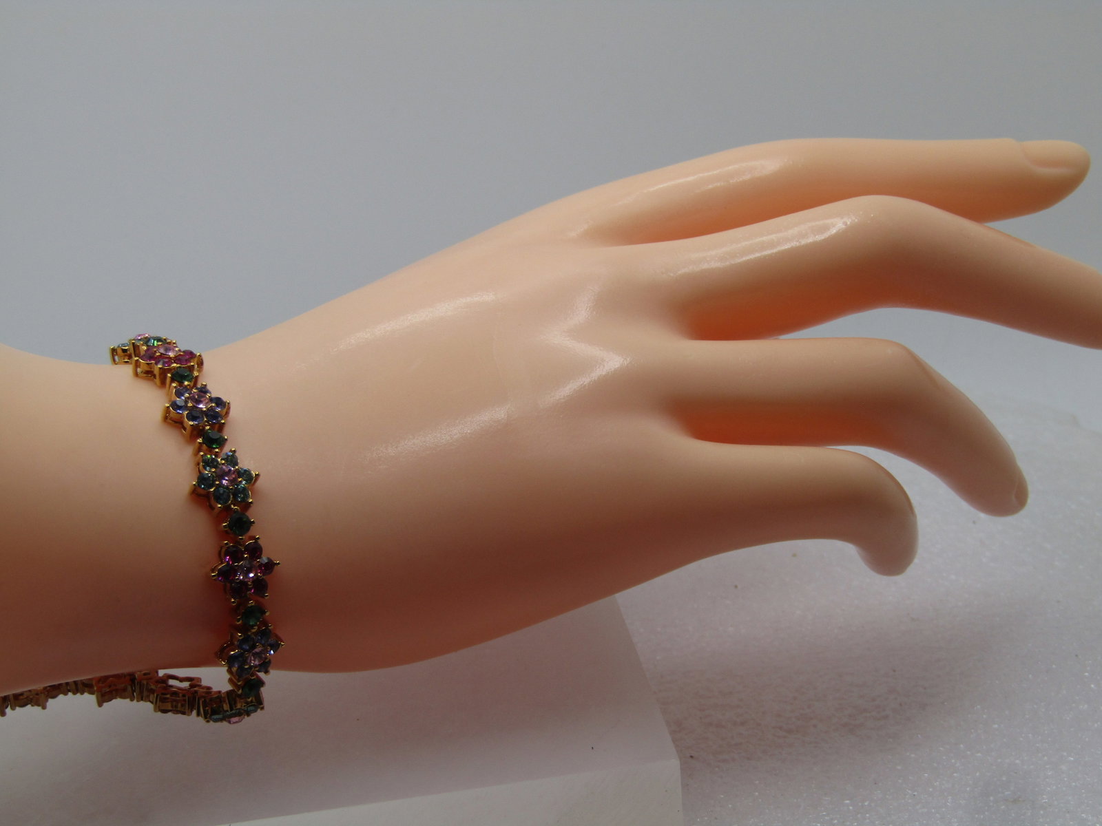 Vintage Rhinestone Blossom Rhinestone Bracelet, 7.5", IIn Joan Rivers Box, 1990's - 5