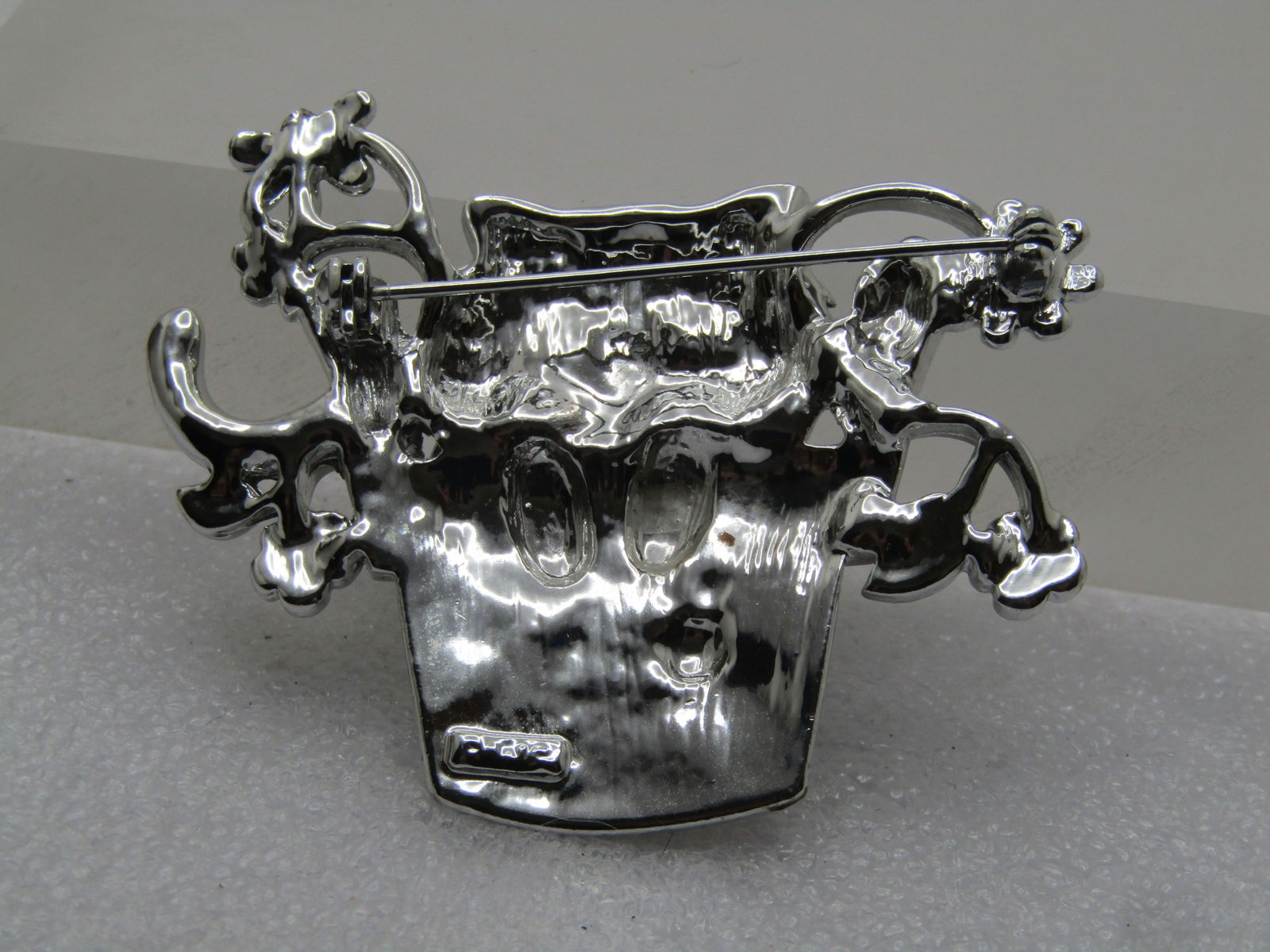 Vintage Cat in Flower Pot Brooch, Signed AJC, 1980's - 8