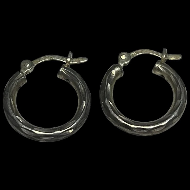 Vintage Mini Sterling Silver Hoop Earrings (1 of 5)