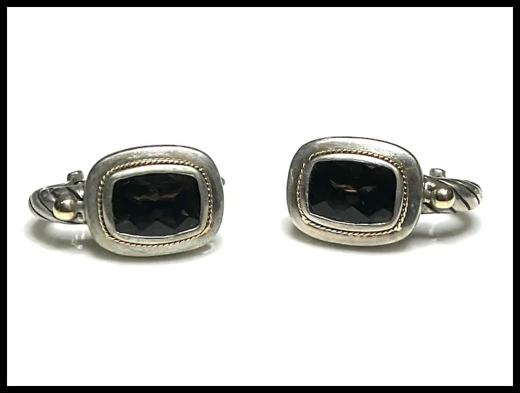 Estate Phillip Gavriel PG Sterling Silver & 18k Gold Smoky Quartz Filigree Cuff Bracelet, Earrings, - 10