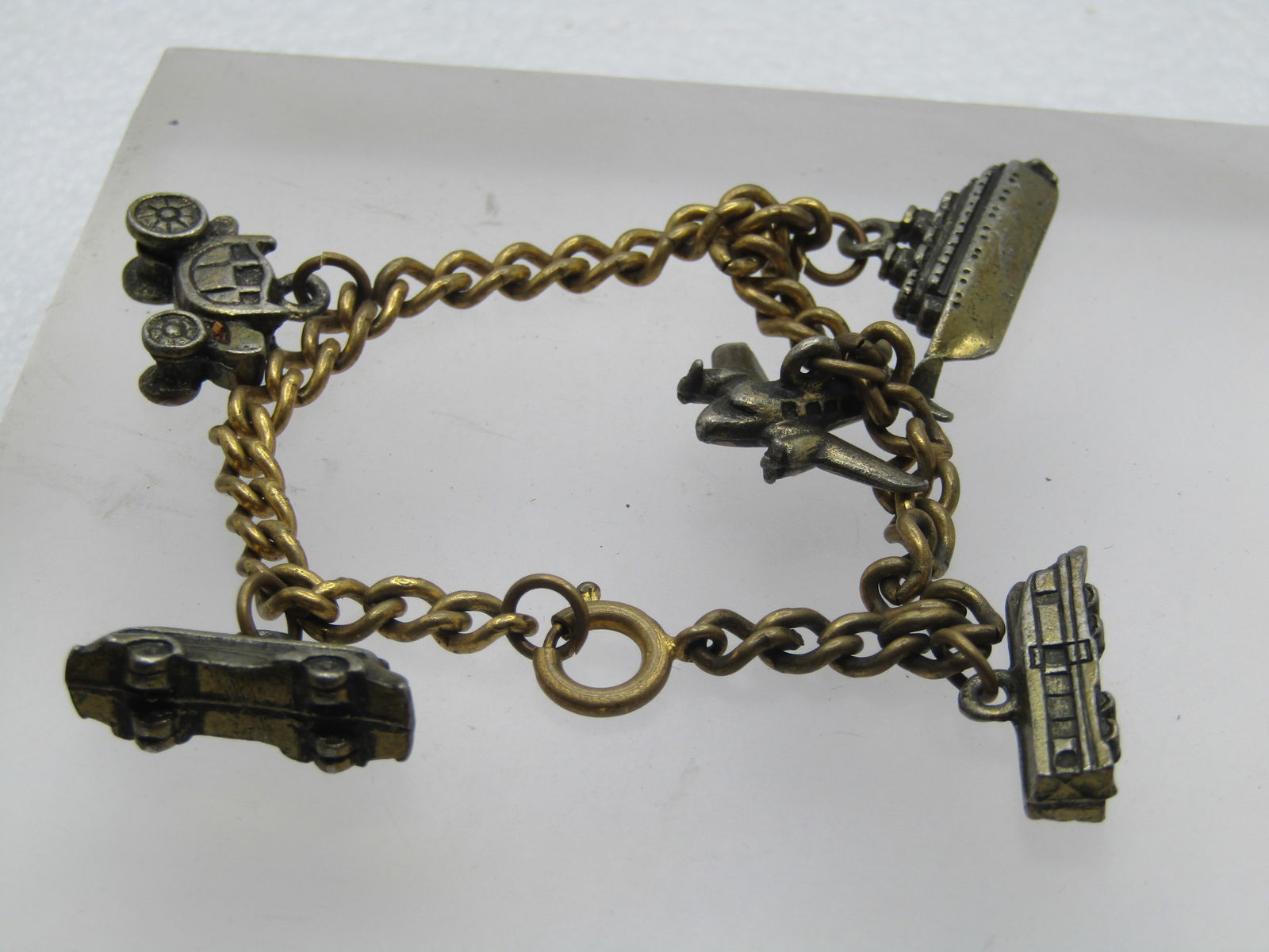 Vintage Transportation Charms Charm Bracelet, 7.25", 1940's-1950's - 3