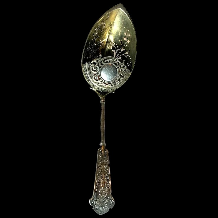 Antique Charles Osborne for Whiting Mfg. Sterling Silver Preserve Spoon (1 of 6)