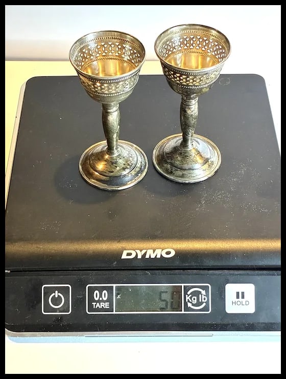 Pair of Vintage Sterling Silver Golblets - Glasses - 10