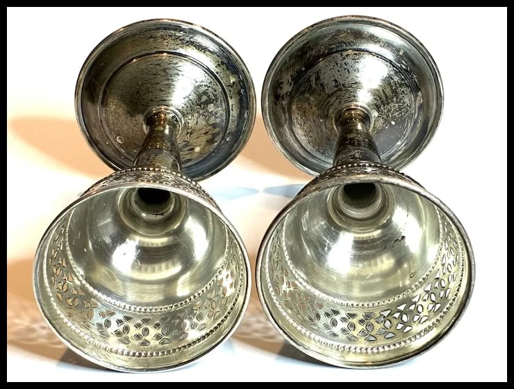 Pair of Vintage Sterling Silver Golblets - Glasses - 4