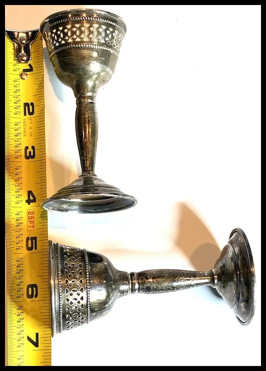 Pair of Vintage Sterling Silver Golblets - Glasses - 8