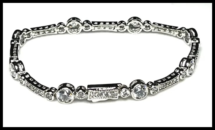 Estate Fancy Link CZ Tennis Bracelet - 4