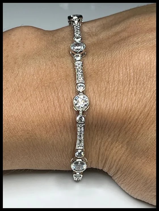 Estate Fancy Link CZ Tennis Bracelet - 6