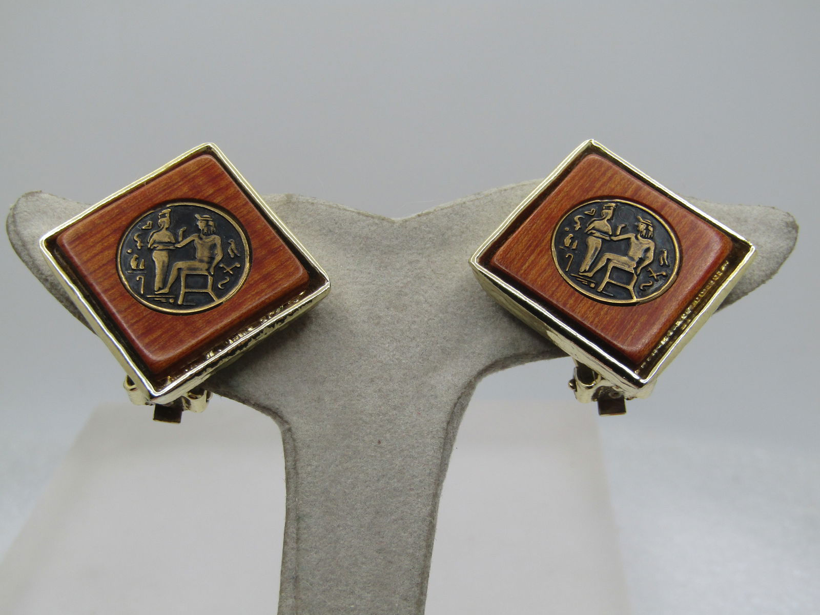 Vintage Egyptian Themed Earrings, 1960's - 2