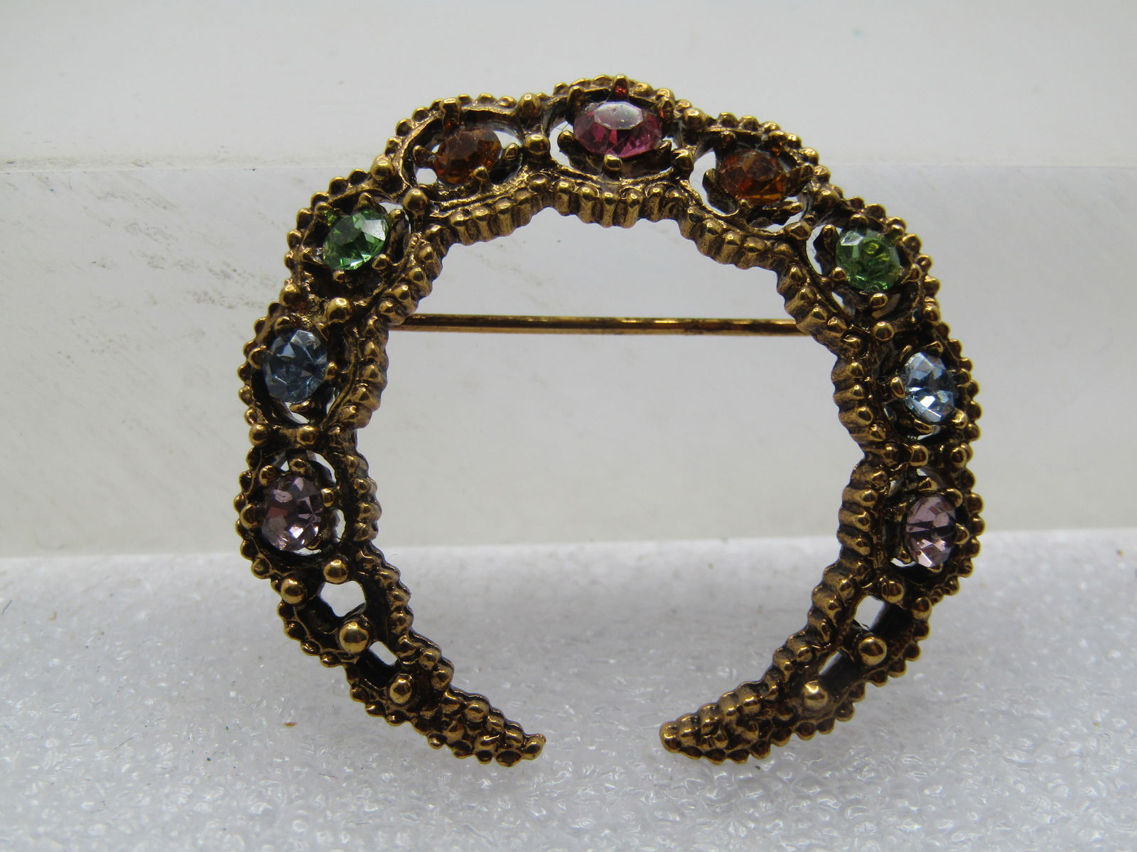 Vintage Crescent Rhinestone Brooch, 1960's-1970's (1 of 4)