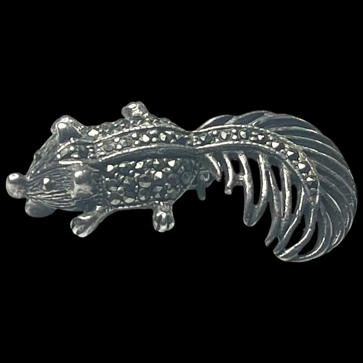 Vintage Sterling Silver and Marcasite Squirrel Brooch/ Pin (1 of 8)