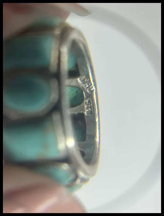 Estate Sterling Silver Turquoise Eternity Band - 6