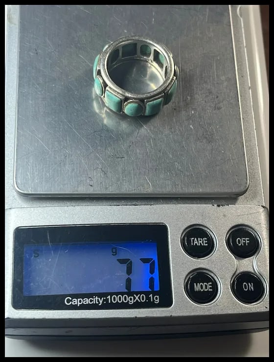 Estate Sterling Silver Turquoise Eternity Band - 7