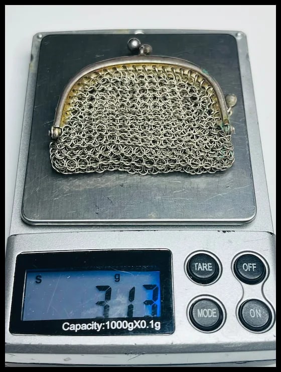 Vintage Sterling Silver Chainmail Two Compartment Coin Purse/ Pendant - 10