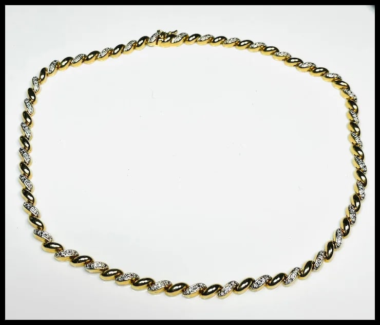 Vintage Heavy Gold Plated and Sterling Silver Tennis Bracelet and Necklace Set - 3