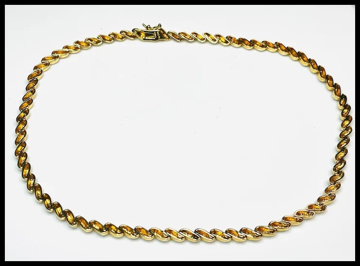 Vintage Heavy Gold Plated and Sterling Silver Tennis Bracelet and Necklace Set - 4