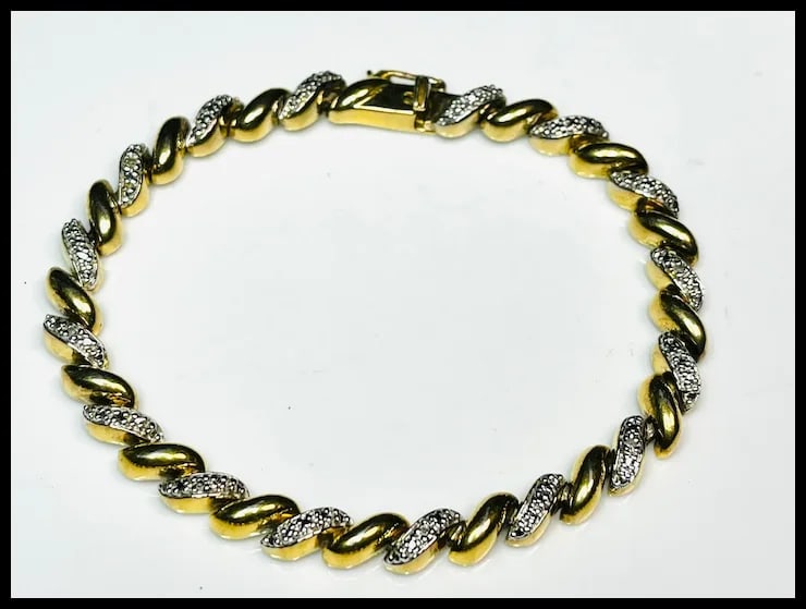 Vintage Heavy Gold Plated and Sterling Silver Tennis Bracelet and Necklace Set - 5