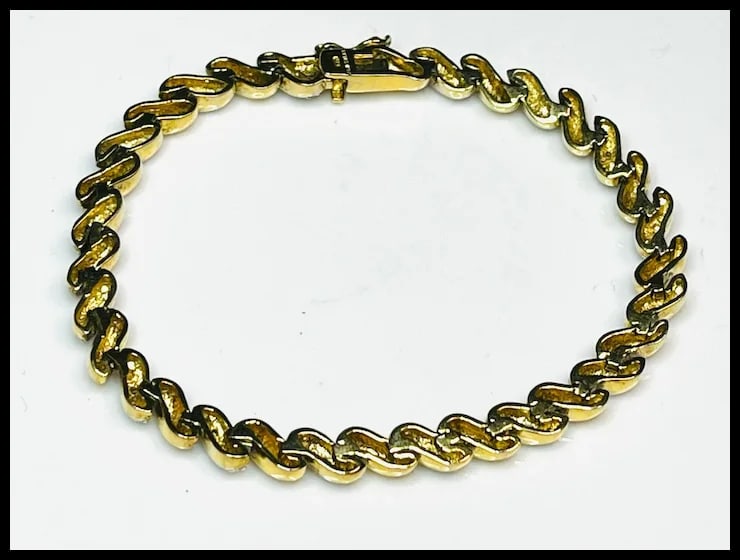 Vintage Heavy Gold Plated and Sterling Silver Tennis Bracelet and Necklace Set - 6