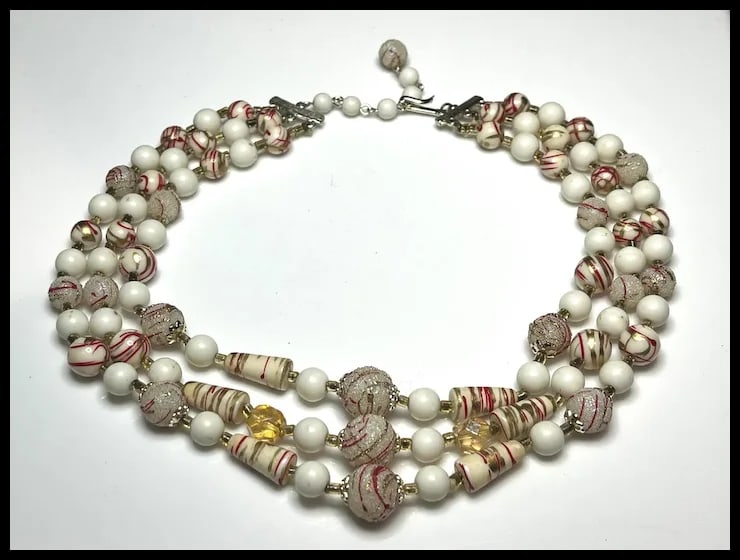 Vintage Japan Three Strand Necklace - 5