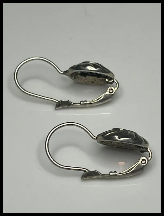 Vintage Sterling Silver and Garnet Drop Earrings - 4