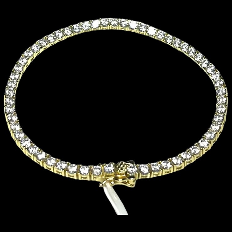 Estate Sterling Silver Heavy Gold Plated Tennis Bracelet (1 of 6)